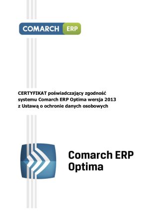 Oświadczenie o zgodności Comarch ERP Optima 2013 z ustawą o ochronie danych osobowych