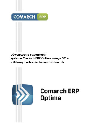 Oświadczenie o zgodności Comarch ERP Optima 2014 z ustawą o ochronie danych osobowych